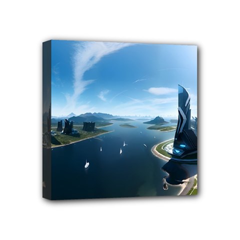 Futuristic City Fantasy Scifi Mini Canvas 4  X 4  (stretched) by Ravend