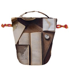 Desk Book Inkwell Pen Drawstring Bucket Bag by Ravend
