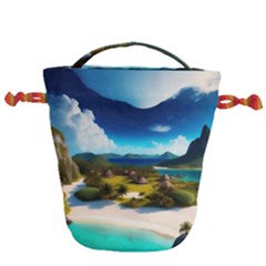 Beach Island Nature Drawstring Bucket Bag by Ravend