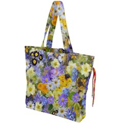 Spring Flowers Drawstring Tote Bag by artworkshop