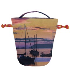 Twilight Over Ushuaia Port Drawstring Bucket Bag by dflcprintsclothing