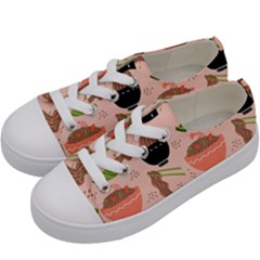 Japanese Street Food Soba Noodle In Bowl Pattern Kids  Low Top Canvas Sneakers by Grandong