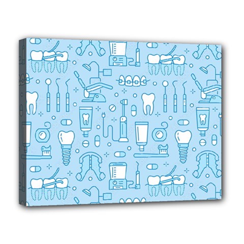 Dentist Blue Seamless Pattern Canvas 14  X 11  (stretched) by Grandong