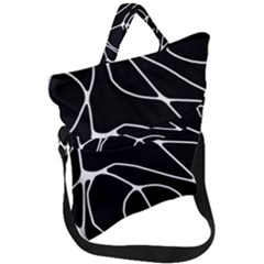 Mazipoodles Neuro Art - Black White Fold Over Handle Tote Bag by Mazipoodles