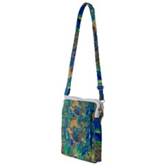 Blue On Green Flow Multi Function Travel Bag by kaleidomarblingart