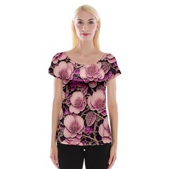 Plum Blossom Blossom Cap Sleeve Top by Grandong