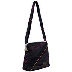 Gradient-geometric-shapes-dark-background Zipper Messenger Bag by pakminggu