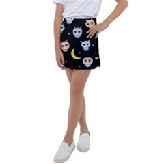 Cute-owl-doodles-with-moon-star-seamless-pattern Kids  Tennis Skirt by pakminggu