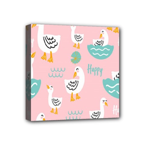 Cute Happy Duck Gift Card Design Seamless Pattern Template Mini Canvas 4  X 4  (stretched) by pakminggu