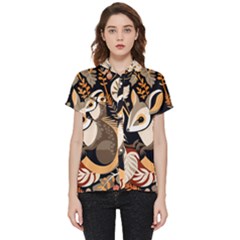 Vintage Possum Pattern Short Sleeve Pocket Shirt by Valentinaart