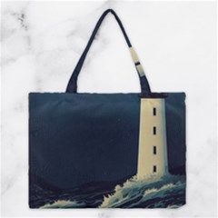 Lighthouse Lunar Eclipse Blood Moon Medium Tote Bag by uniart180623