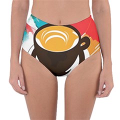 Coffee Tea Cappuccino Reversible High-waist Bikini Bottoms by uniart180623