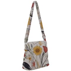 Woman Flower Pattern Zipper Messenger Bag by pakminggu