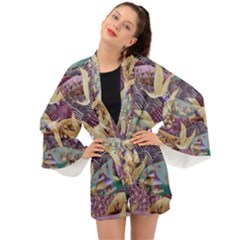 Textile-fabric-cloth-pattern Long Sleeve Kimono by Bedest