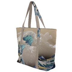 Japanese Wave Zip Up Canvas Bag by Cowasu