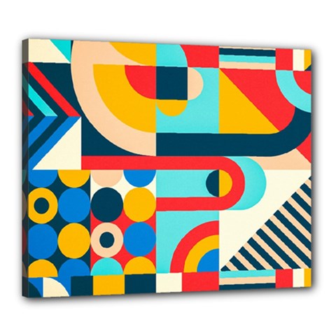 Geometric Shape Colorful Abstract Wave Canvas 24  X 20  (stretched) by Cowasu