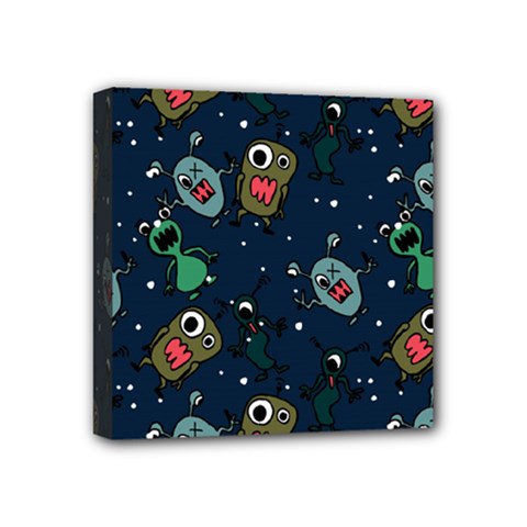 Monster Alien Pattern Seamless Background Mini Canvas 4  X 4  (stretched) by pakminggu