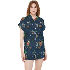 Monster Alien Pattern Seamless Background Chiffon Lounge Set by pakminggu