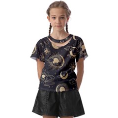 Asian Seamless Pattern With Clouds Moon Sun Stars Vector Collection Oriental Chinese Japanese Korean Kids  Front Cut T-shirt by pakminggu