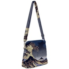 The Great Wave Off Kanagawa Japan Japanese Waves Zipper Messenger Bag by pakminggu