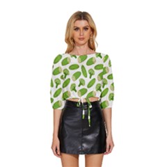 Vegetable Pattern With Composition Broccoli Mid Sleeve Drawstring Hem Top by pakminggu