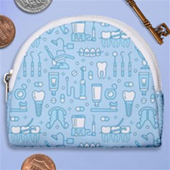 Dentist Blue Seamless Pattern Horseshoe Style Canvas Pouch by Bedest