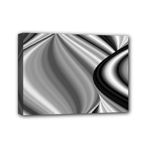 Waves-black-and-white-modern Mini Canvas 7  X 5  (stretched) by Bedest