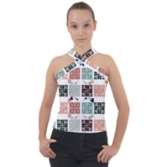 Mint Black Coral Heart Paisley Cross Neck Velour Top by Bedest