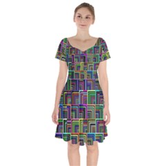 Wallpaper-background-colorful Short Sleeve Bardot Dress by Bedest