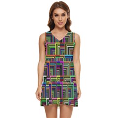 Wallpaper-background-colorful Tiered Sleeveless Mini Dress by Bedest