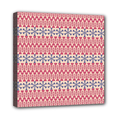 Christmas-pattern-background-green-decorative-star-snow Mini Canvas 8  X 8  (stretched) by Bedest