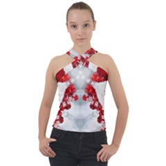 Christmas-background-tile-gifts Cross Neck Velour Top by Bedest
