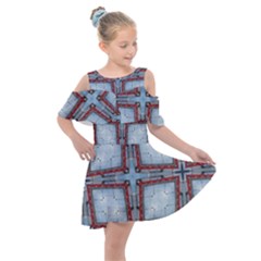 Pattern-cross-geometric-shape Kids  Shoulder Cutout Chiffon Dress by Bedest