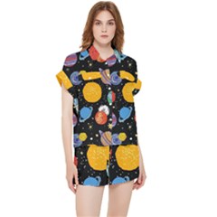 Circle Illustration Space Art Cute Pattern Chiffon Lounge Set by pakminggu