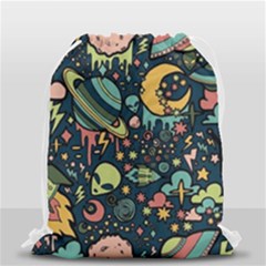 Alien Ocket Space Aesthetic Pattern Drawstring Bag (small) by pakminggu