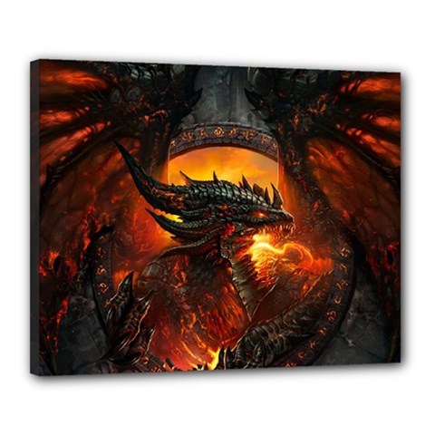 Dragon Fire Fantasy Art Canvas 20  X 16  (stretched) by Cowasu