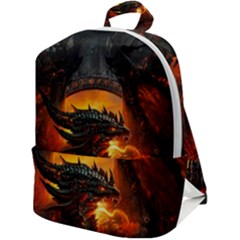 Dragon Fire Fantasy Art Zip Up Backpack by Cowasu