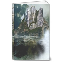 Sea-island-castle-landscape 8  X 10  Softcover Notebook by Cowasu