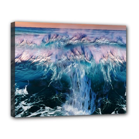 Sea-waves-ocean-water-beach-surf Canvas 14  X 11  (stretched) by Cowasu