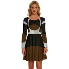 Astronaut-space-astronomy-universe Long Sleeve Wide Neck Velvet Dress by Cowasu
