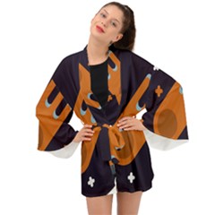 Meteor-meteorite-space-comet Long Sleeve Kimono by Cowasu