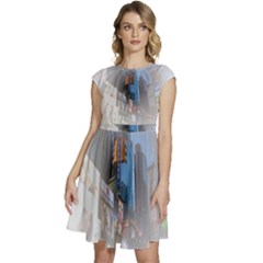 New York City Cap Sleeve High Waist Dress by Sarkoni