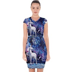 Unicorn Starry Night Print Van Gogh Capsleeve Drawstring Dress  by Sarkoni