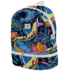 Cartoon Parody  Art Starry Night Van Gogh Zip Bottom Backpack by Sarkoni
