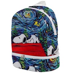 Dog Cartoon Vincent Van Gogh s Starry Night Parody Zip Bottom Backpack by Sarkoni