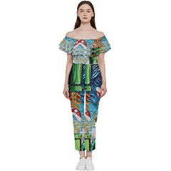 Game Starry Night Doctor Who Van Gogh Parody Bardot Ruffle Jumpsuit by Sarkoni