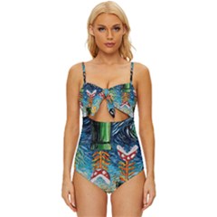 Game Starry Night Doctor Who Van Gogh Parody Knot Front One-piece Swimsuit by Sarkoni