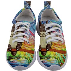 Cartoon Starry Night Art Van Gogh Parody Kids Athletic Shoes by Sarkoni