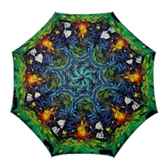 Dog Cartoon Starry Night Print Van Gogh Parody Golf Umbrellas by Sarkoni