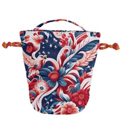 America Pattern Drawstring Bucket Bag by Valentinaart